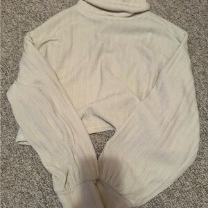 Altar'd State Cream Ribbed Turtleneck Crop Sweater